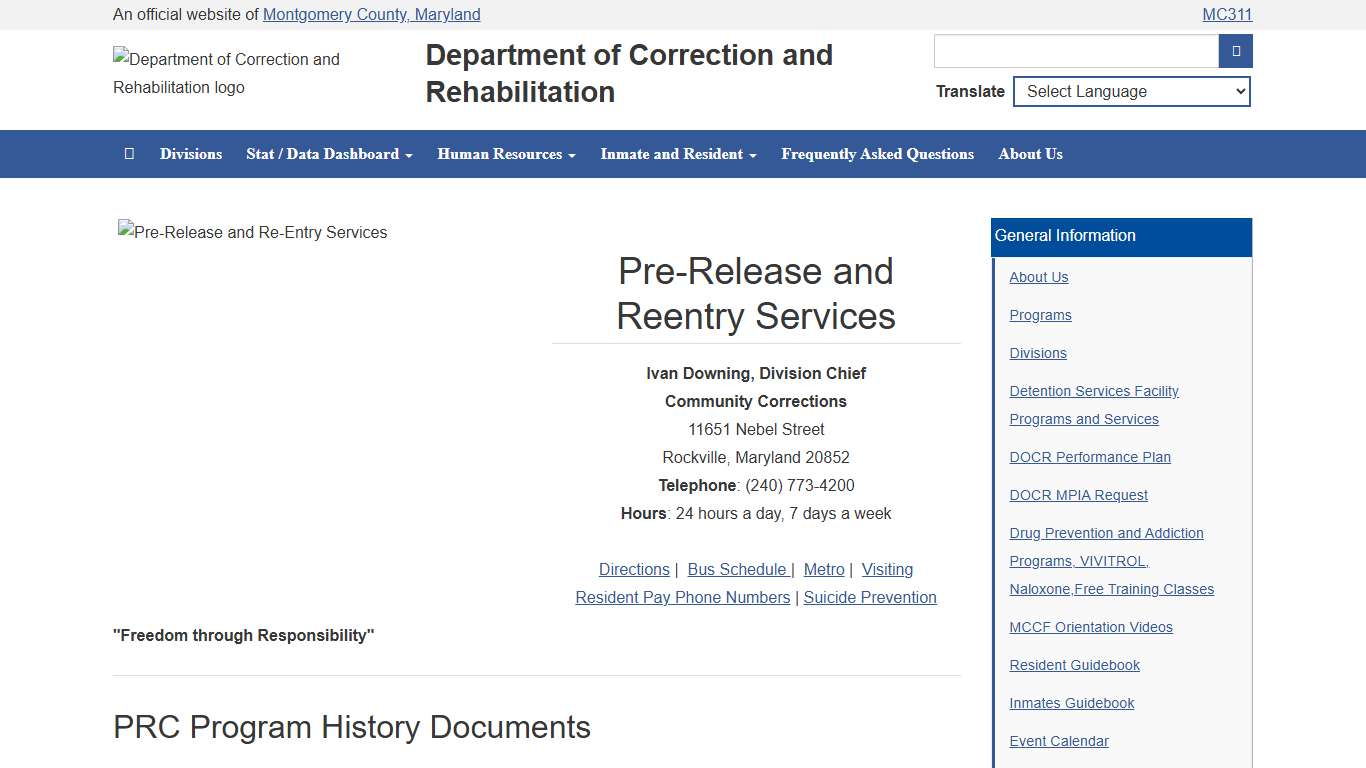 Pre-Release and Reentry Services