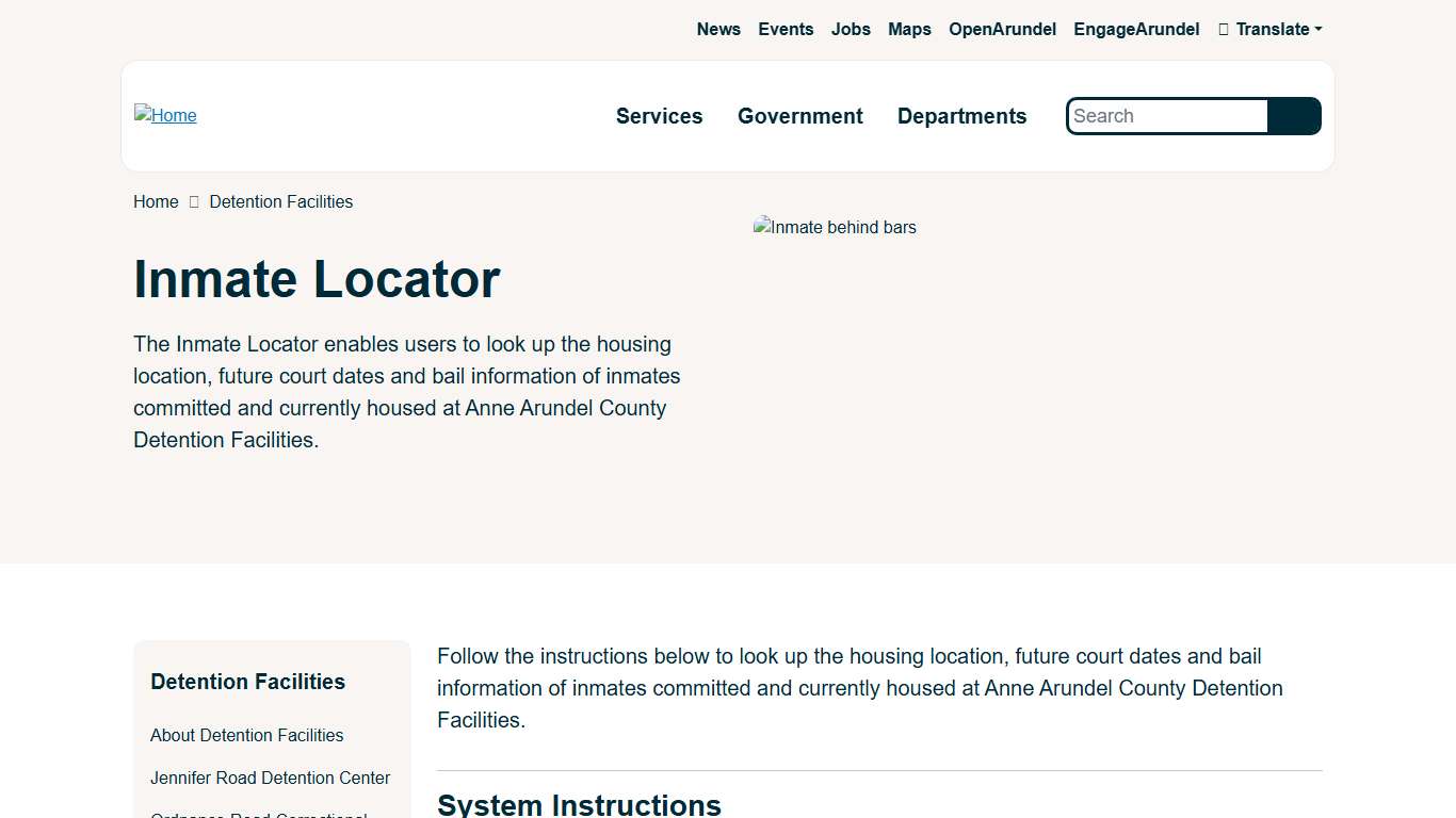Inmate Locator | Anne Arundel County Government